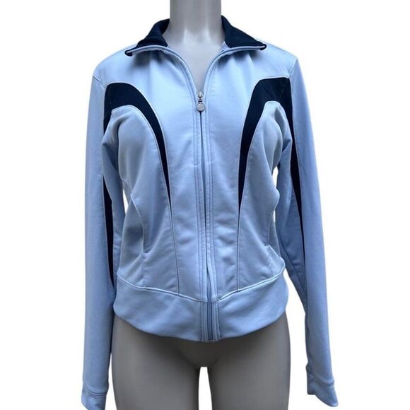 Nike Full Zip Jacket Women's Large Blue Two-Tone Athletic Long Sleeve Pockets - Picture 2 of 14
